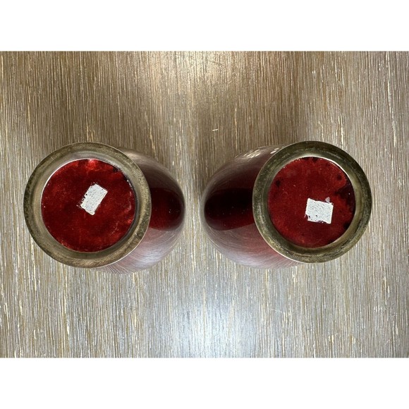Pair VTG/Antique Japanese Cloisonné Ginbari Vases - Red, Plum Branches Blossoms - Picture 9 of 10